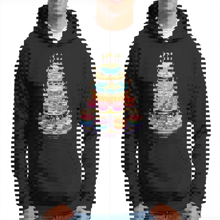 鮮やかな多層バースデーケーキ パーカー