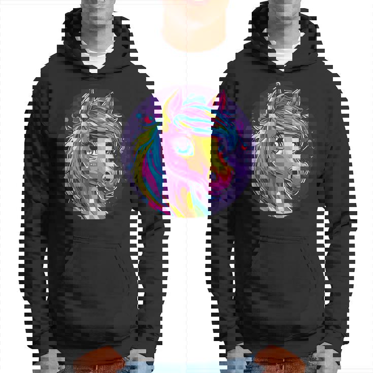 鮮やかな虹色の馬の魔法の夢 パーカー