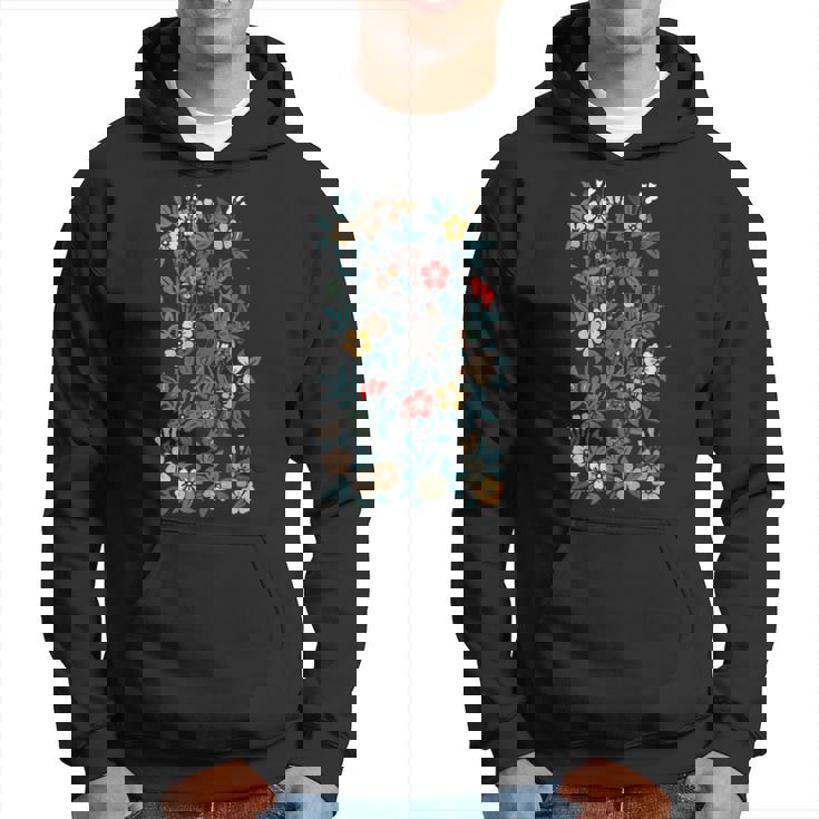 鳥 文鳥と花の模様 パーカー