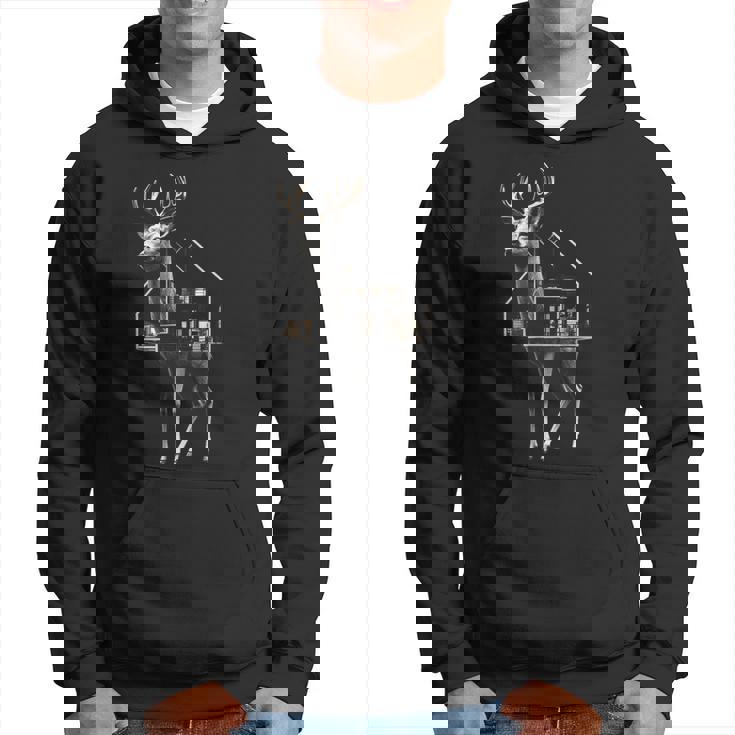 鹿 アート 図工 家 動物 イラスト グラフィック 鹿 パーカー