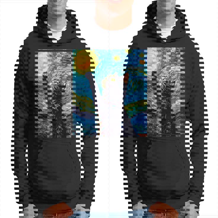 黒猫のヴィンテージアート 猫好き 猫飼い 猫 ネコ ねこくろねこ好き 面白い サプライズ ギフト にゃんこ パーカー