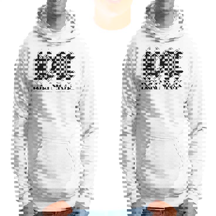 AcDcロックミュージックバンドバックブラックロゴ。 パーカー