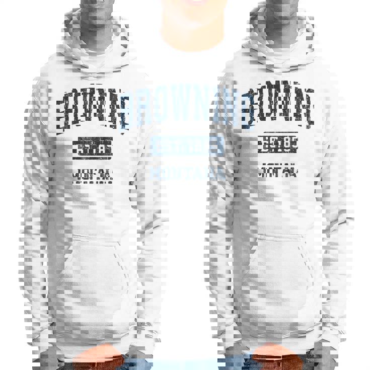 Browning Montana Mt ビンテージ スポーツ 確立 ネイビーデザイン 長袖tシャツ パーカー