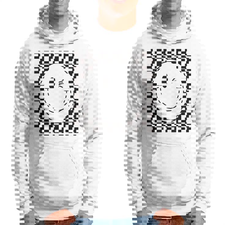 Camisa De Caraonriente A Cuadros Con Ojos Guiños Cara Feliz De Los Años 90 Sudadera