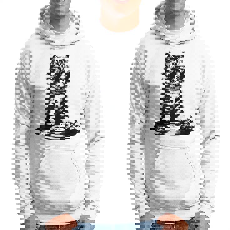 Cool Dj Cat ビニールレコード愛好家 パーカー