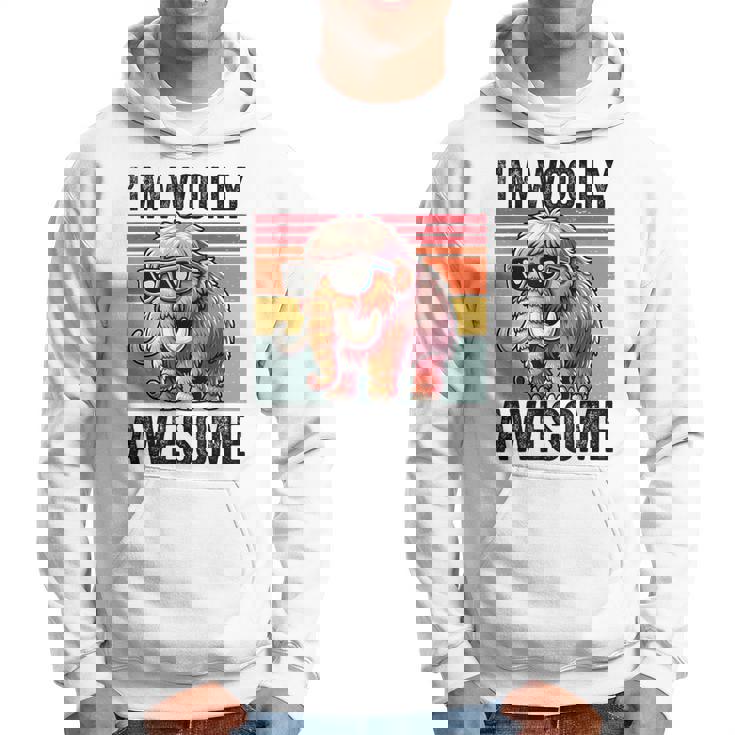 I'm Woolly Awesome 面白い レトロ メンズ レディース キッズ ウーリーマンモス パーカー