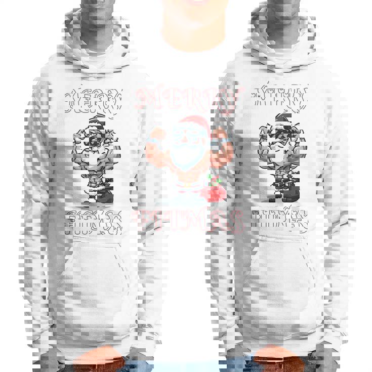 Merry Fitmas クリスマス フィットネス アグリークリスマス スウール サンタ 長袖tシャツ パーカー