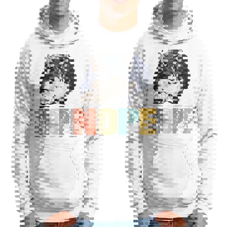 Nope 眠るシベリアンハスキーデザイン 長袖tシャツ パーカー