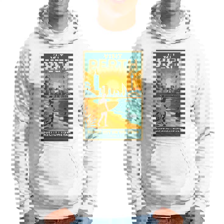 Perth Australia – ビンテージ旅行ポスタースタイル 長袖tシャツ パーカー