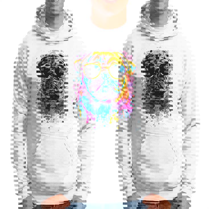 Pug Dog Lovers カラフル ポップアート パグ 長袖tシャツ パーカー