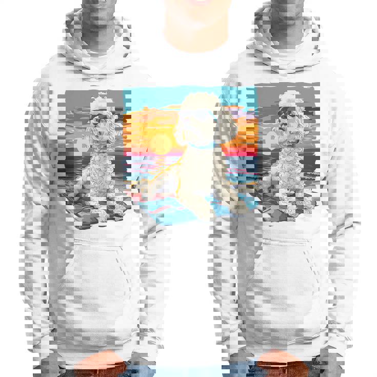 Sunny Day Doggy グラフィックデザイン ビーチレディ 子犬 長袖tシャツ パーカー