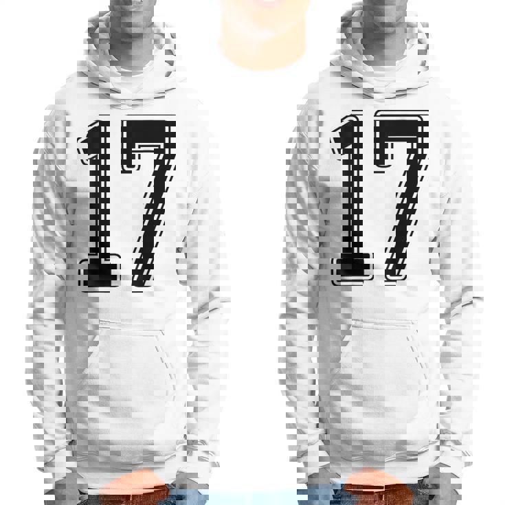 【バックプリント・背中側】17 数字 背番号 ユニフォーム ナンバー【ブラック／黒の文字】スポーツ 野球 サッカー 部活 パーカー