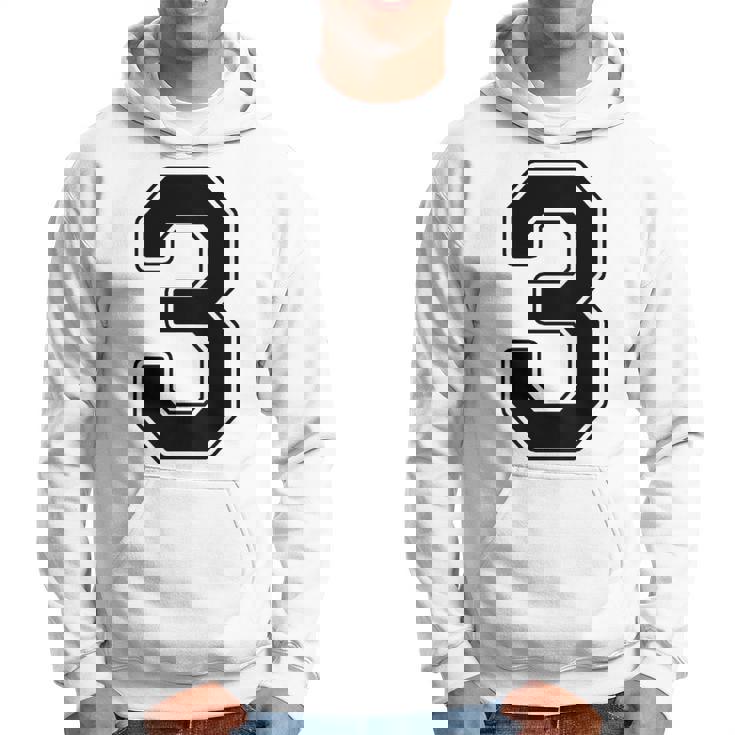 【バックプリント・背中側】3 数字 背番号 ユニフォーム ナンバー【ブラック／黒の文字】スポーツ 野球 サッカー 部活 パーカー