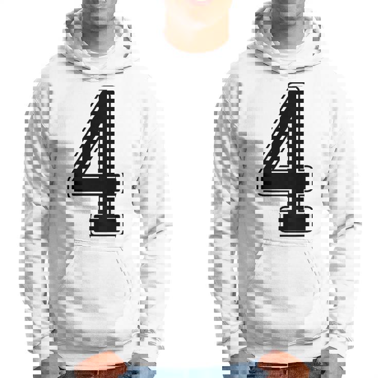 【バックプリント・背中側】4 数字 背番号 ユニフォーム ナンバー【ブラック／黒の文字】スポーツ 野球 サッカー 部活 パーカー