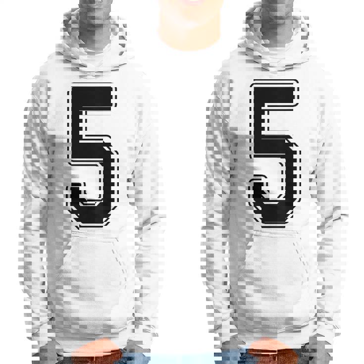 【バックプリント・背中側】5 数字 背番号 ユニフォーム ナンバー【ブラック／黒の文字】スポーツ 野球 サッカー 部活 パーカー