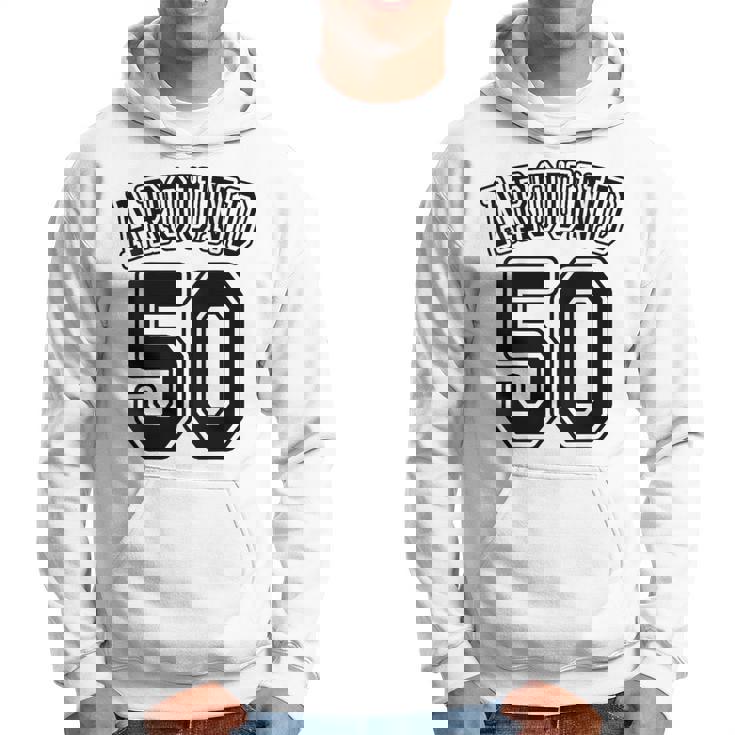 【バックプリント・背中側】Around 50 アラフィフ（五十歳 50才）ユニフォーム風 50代 誕生日プレゼント 面白 パーカー