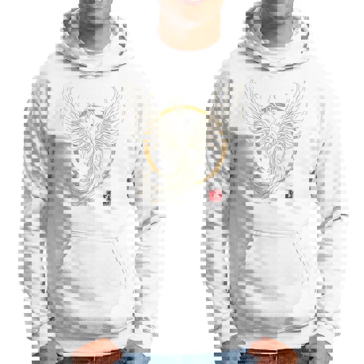 【背中側デザイン】日本文化 鳳凰デザイン 幸運を願うお守り パーカー