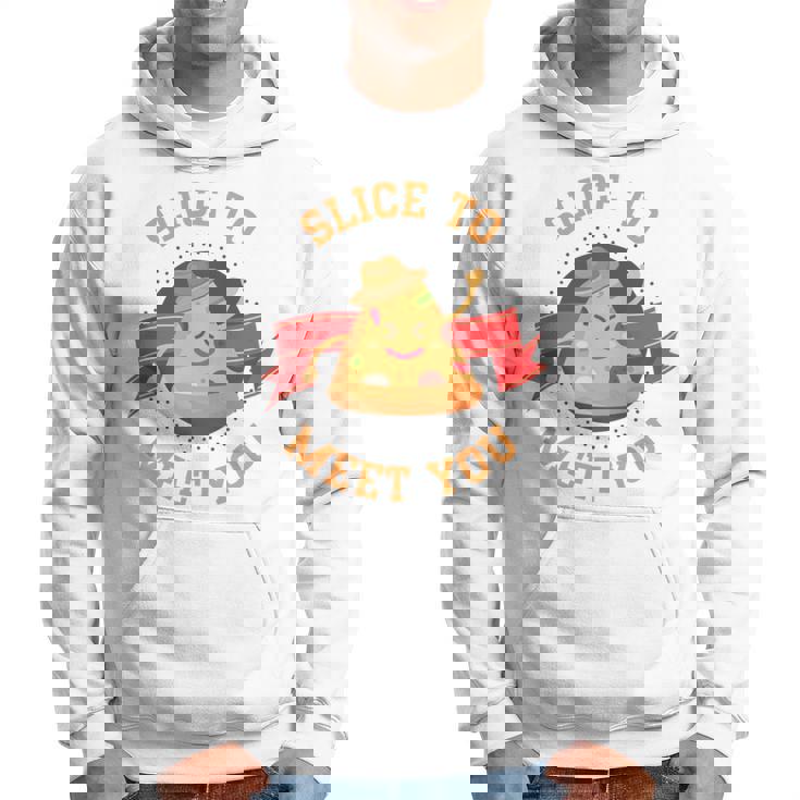 あなたに会うためにチーズクラストとスライス用のスライスが入ったピザ。 長袖tシャツ パーカー