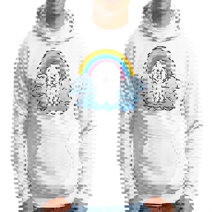 かわいいボロネーゼ犬 レインボークラウド カラフル カワイイ 子犬好き パーカー