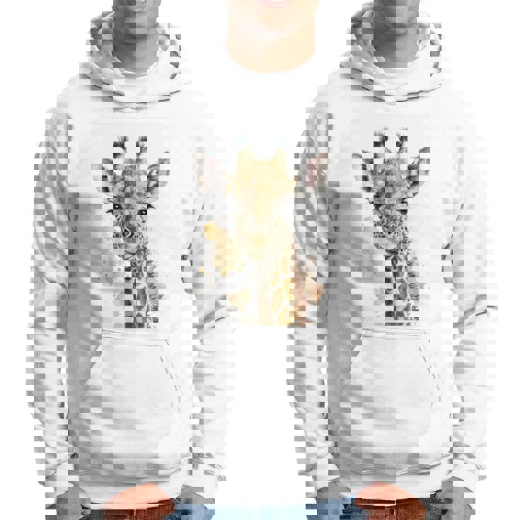 かわいい水彩画 キリン 赤ちゃん 美的 動物 アート 絵画 長袖tシャツ パーカー