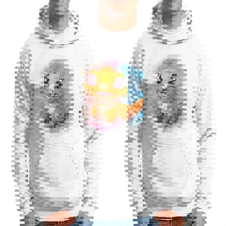 ひげを生やしたドラゴンの白い服のレインボーフラッグ パーカー