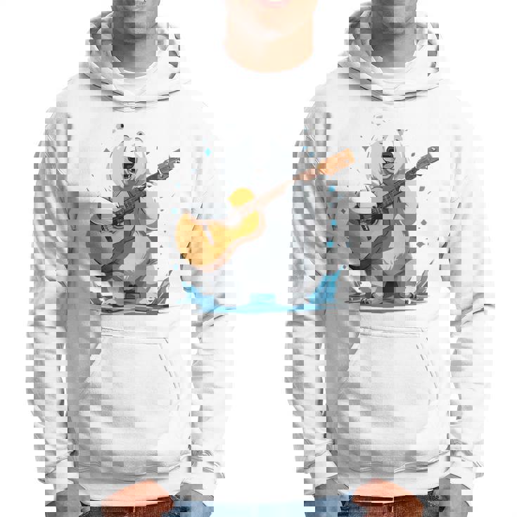 アコースティックギターを弾くクマ、ベアギタリスト 長袖tシャツ パーカー