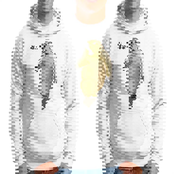 アニマルプリント 驚いたマーモット ドット絵 ピクセルアート 面白い 動物 ミーム パーカー