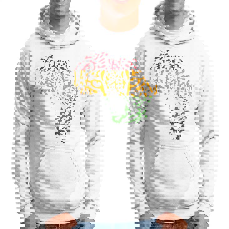 アフリカ地図 ヒョウ柄 アフリカラスタカラー パーカー