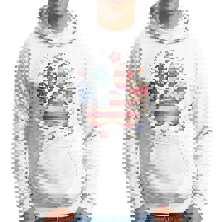 アメリカ国旗 愛国的な犬と猫の足跡プリント 7月4日 犬 パーカー