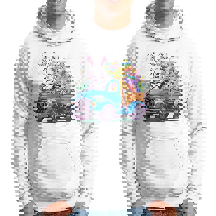 イースタートラッカー-面白いイースターバニーボーイズイースターネストトラック 長袖tシャツ パーカー