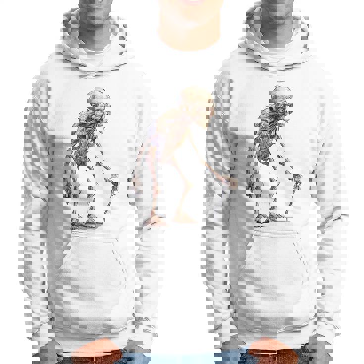 エイリアン スケルトン クリーチャー 松葉杖 スティック パーカー