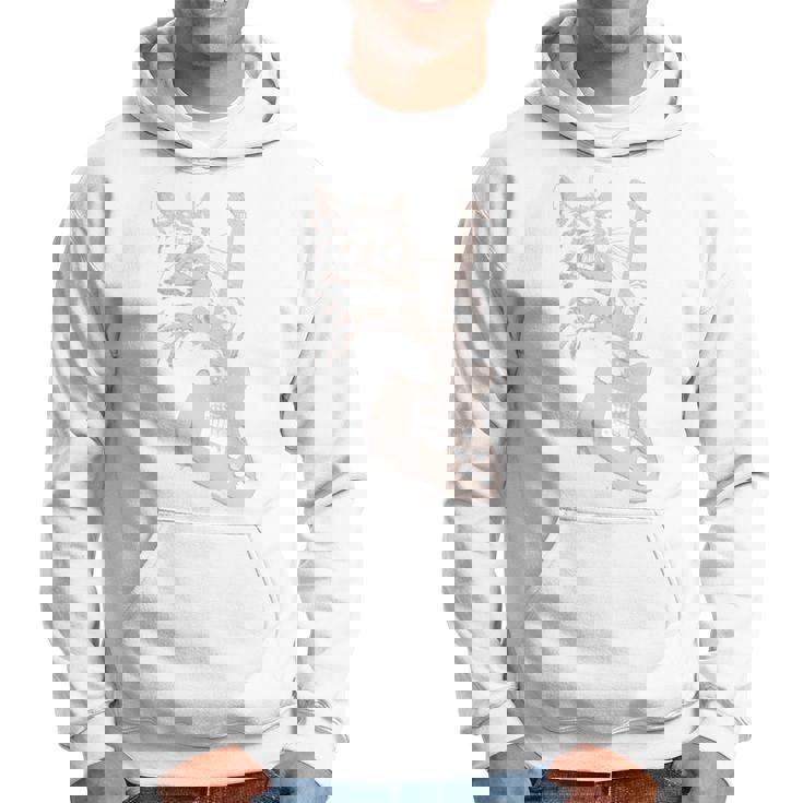 エレキギターを弾く猫 面白いキャットロッカー ロックショー 長袖tシャツ パーカー