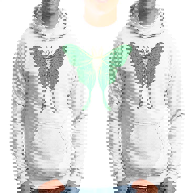 オオミズアオ ルナモス 薄い 緑色 黄緑色 蛾 Luna Moth レトロ 虫 昆虫 イラスト かっこいい おしゃれ パーカー