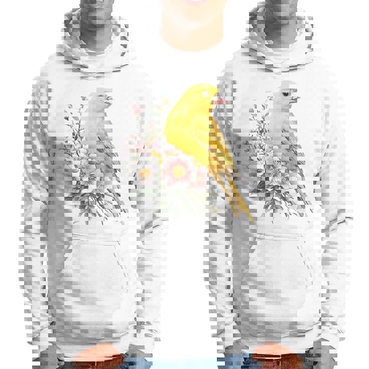 カナリアの鳥好き、ピンクの花のかわいい鳥、自然。 パーカー