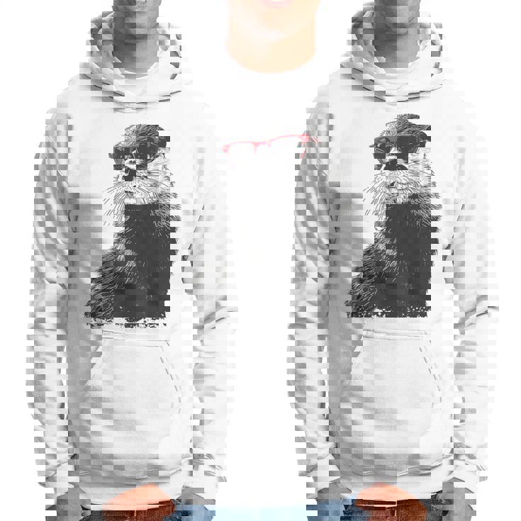 カワウソ アニマル柄 動物園 図面 イラスト 顔 カワウソ パーカー