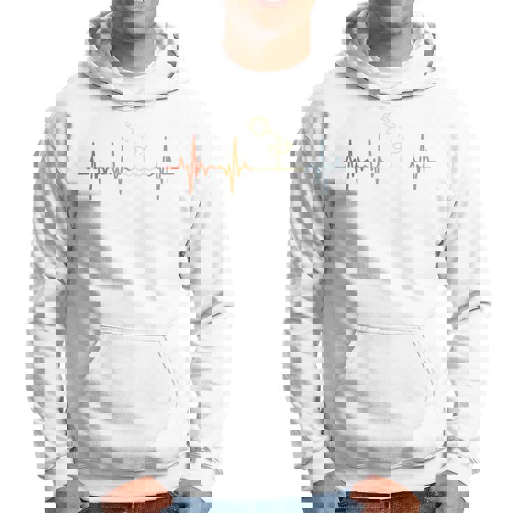 ガーデニング心電図レトロ園芸家脈線心拍 長袖tシャツ パーカー