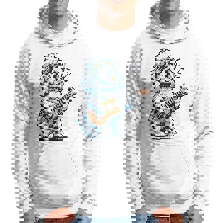 ギターを弾く犬 マルチーズプードル 面白い落書き パーカー