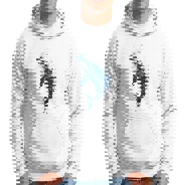 クジラ 水彩 海洋 動物 海の生物 青くじら デザイン パーカー