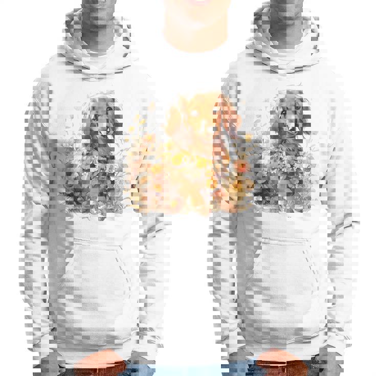 クリーム色の花のダックスフント 愛らしいミニドキシー犬 パーカー