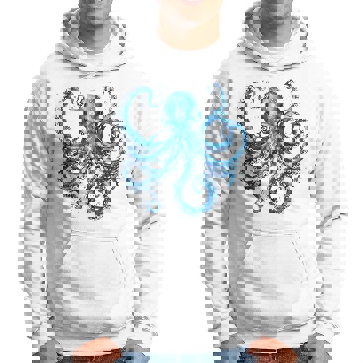 クール ブルー タコ 海 海 好き 触手 タコ好き パーカー