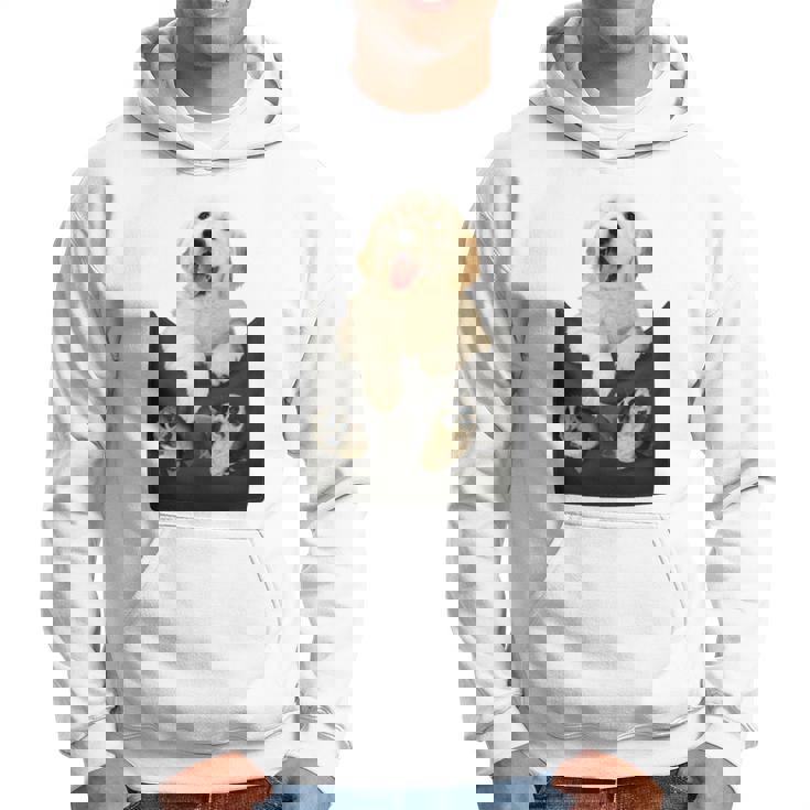 ゴールデンレトリバー ポケットに入った子犬 長袖tシャツ パーカー