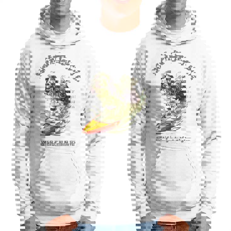 サーフィン 犬 ビアデッドコリー かわいい 面白い パーカー