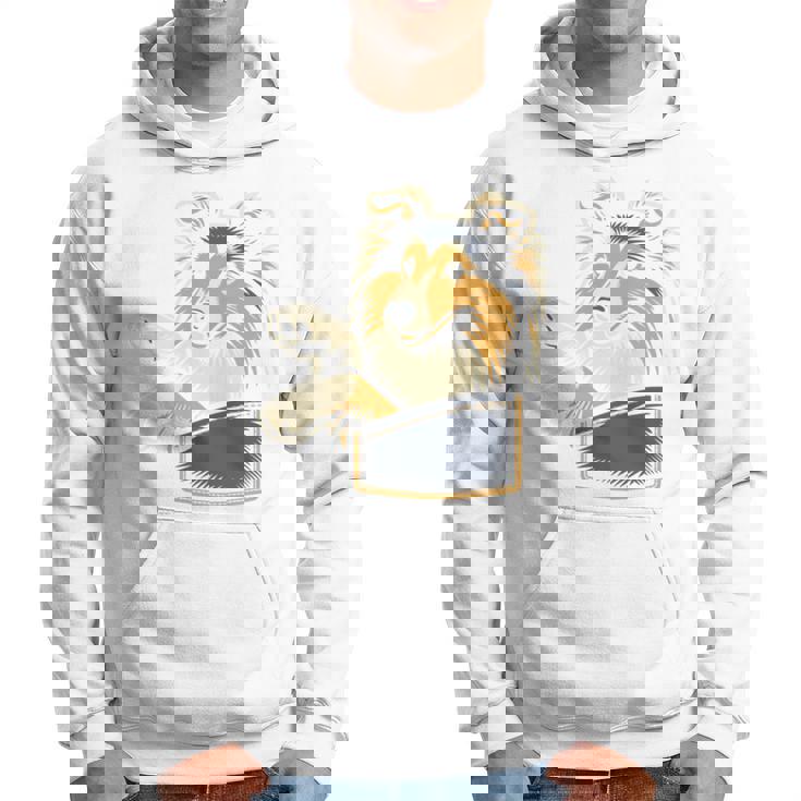 シェルティのグラフィック デザインを覗くかわいいシェットランド ・ シープドッグ 長袖tシャツ パーカー