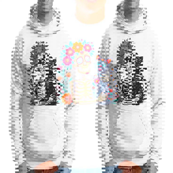 スケルトン ハグ 猫 シュガー スカル Día Los Muertos ハロウィン パーカー