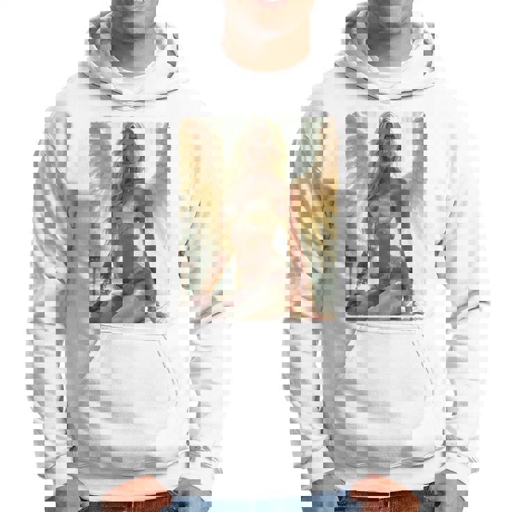 セクシーガールグラフィックtシャツ セクシーシッティングエンジェルピンナップバックプリント パーカー