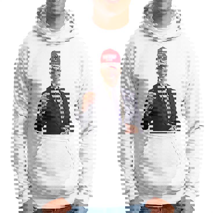 トランプの帽子をかぶったバイデンの陽気なグラフィック 長袖tシャツ パーカー