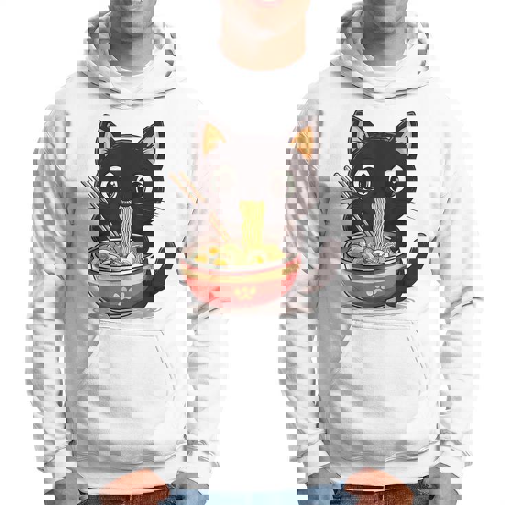 ヌードルキャット黒猫ラーメンデザイン パーカー