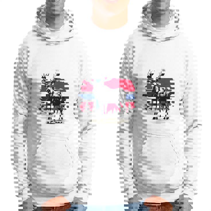 ノルウェー デザイン ヘラジカ ノルウェー国旗 自然 服装 北欧 長袖tシャツ パーカー