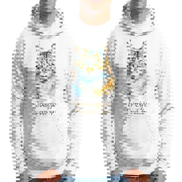 ノルウェージャンフォレストキャット 水彩画ポートレート2 パーカー