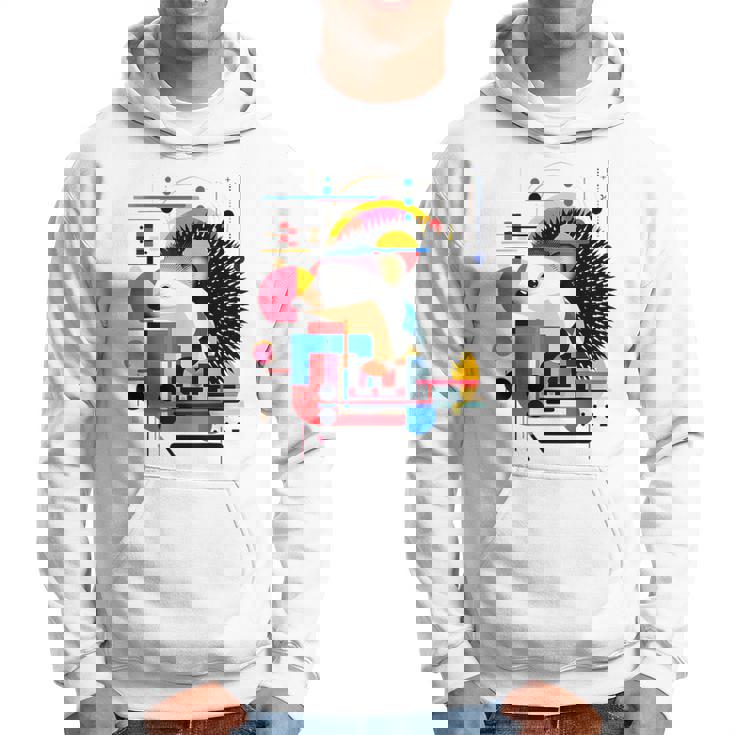 ハリネズミ アート 幾何学 動物 抽象 グラフィック ハリネズミ パーカー